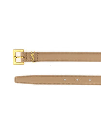 Saint Laurent Women's Cintura Cassandre Sottile Beige