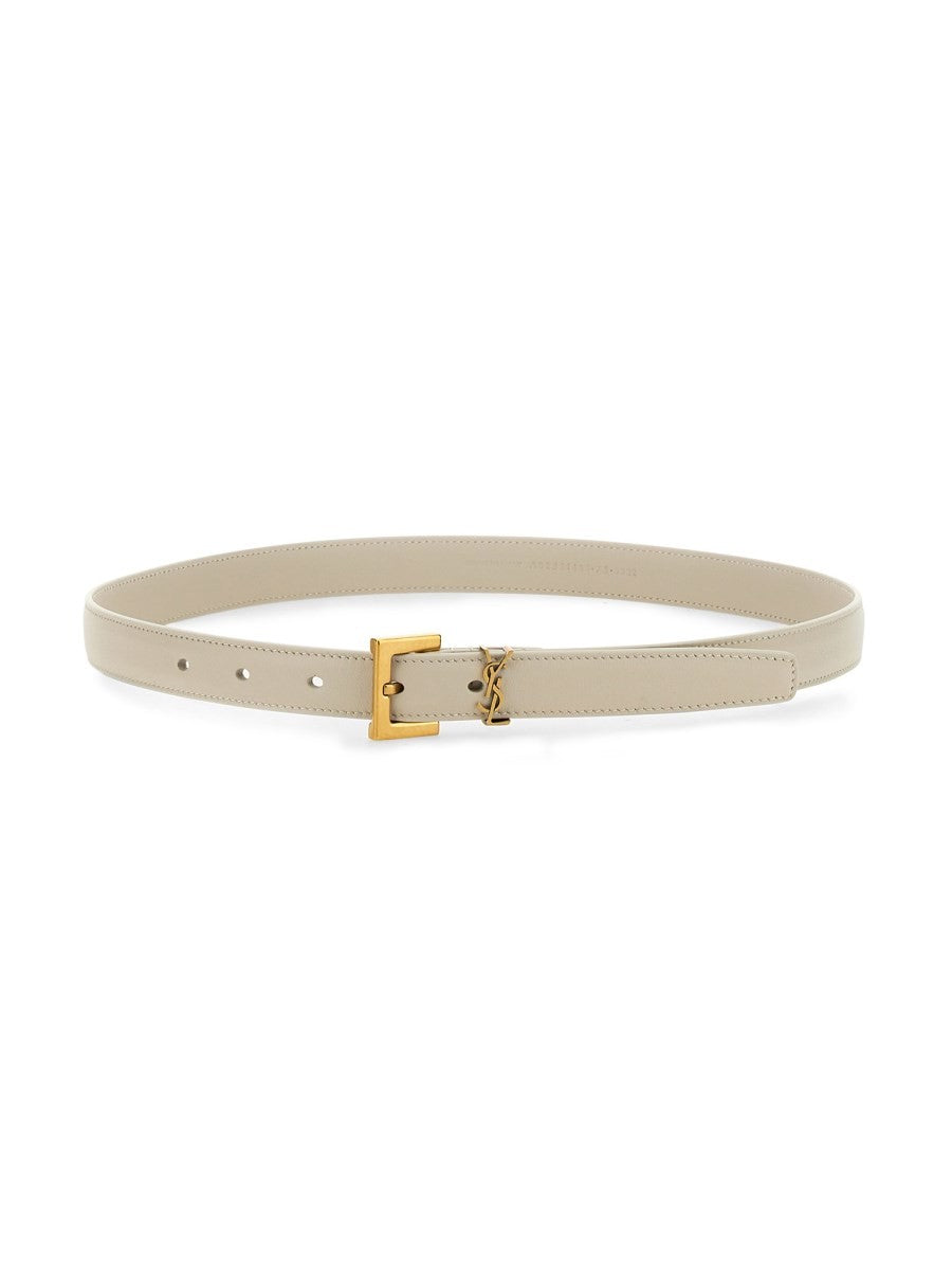 Saint Laurent Women's Cintura Cassandre Sottile Beige