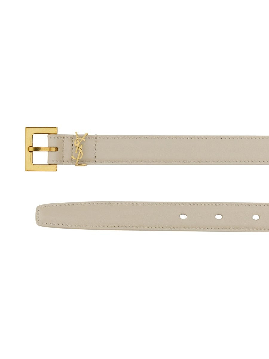 Saint Laurent Women's Cintura Cassandre Sottile Beige