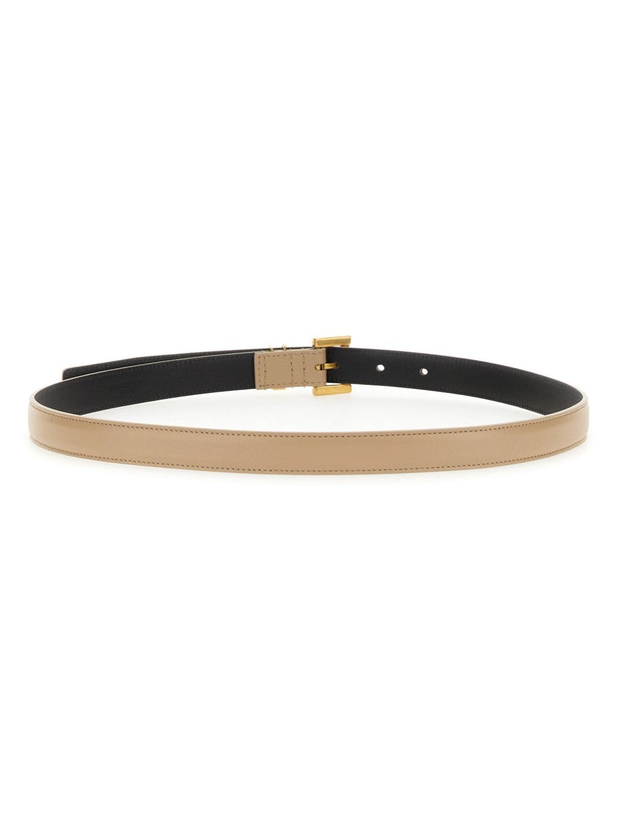 Saint Laurent Women's Cintura Cassandre Sottile Beige