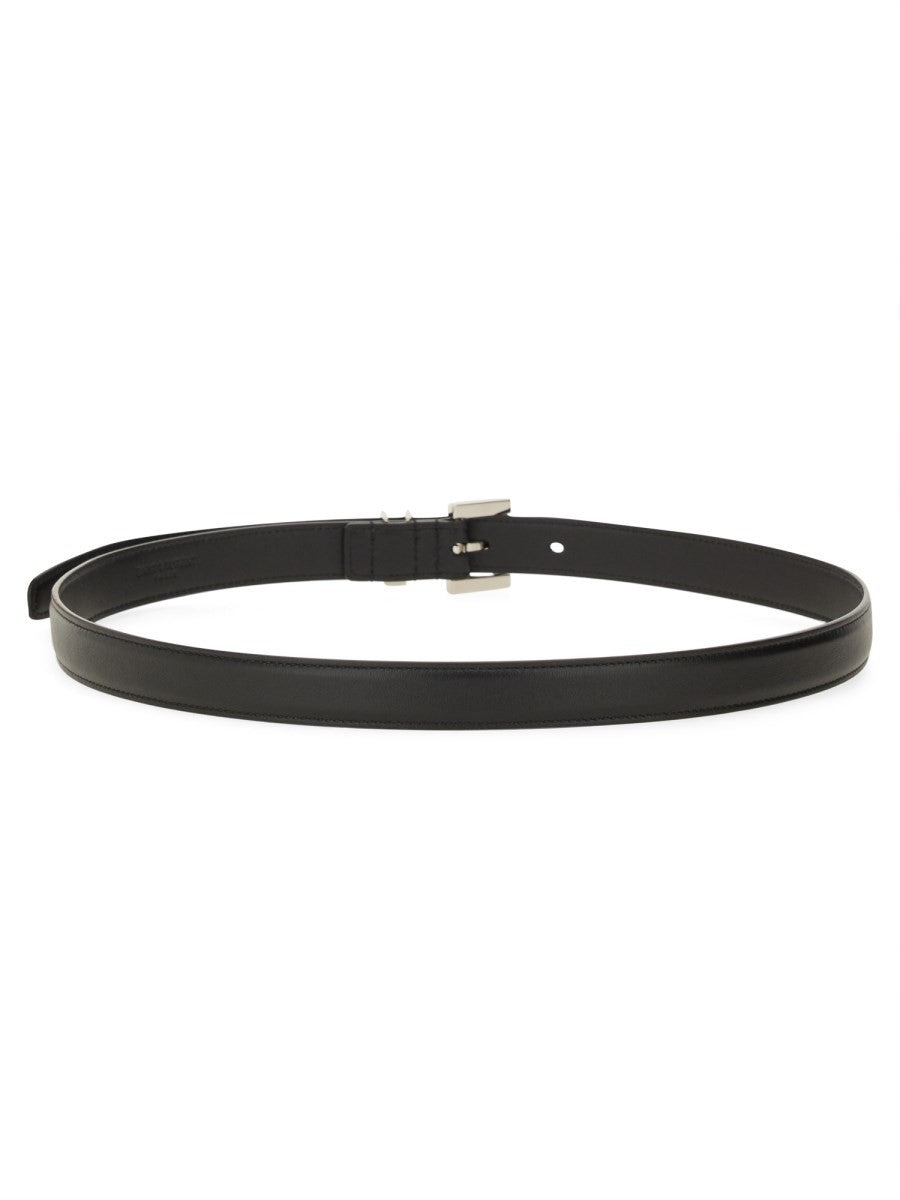 Saint Laurent Women's Cassandre Thin Belt Black, view 3