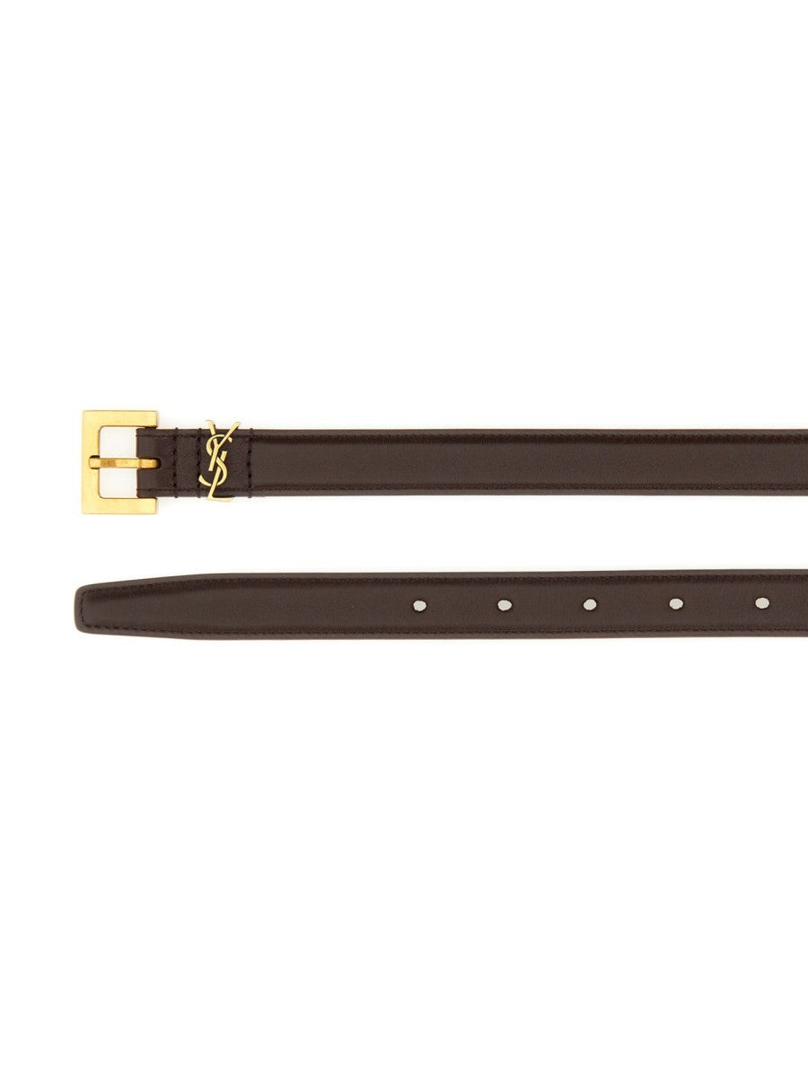 Saint Laurent Women's Cintura Cassandre Sottile Brown