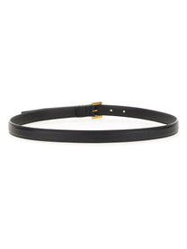 Saint Laurent Women's Cassandre Thin Belt Black, view 3