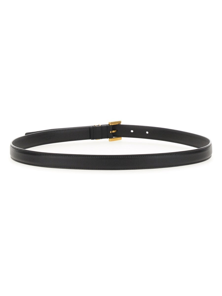 Saint Laurent Women's Cassandre Thin Belt Black, view 3