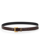 Saint Laurent Women's Cassandre Thin Belt Brown