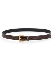 Saint Laurent Women's Cassandre Thin Belt Brown