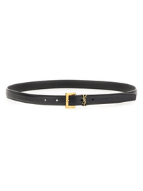 Saint Laurent Women's Cassandre Thin Belt Black