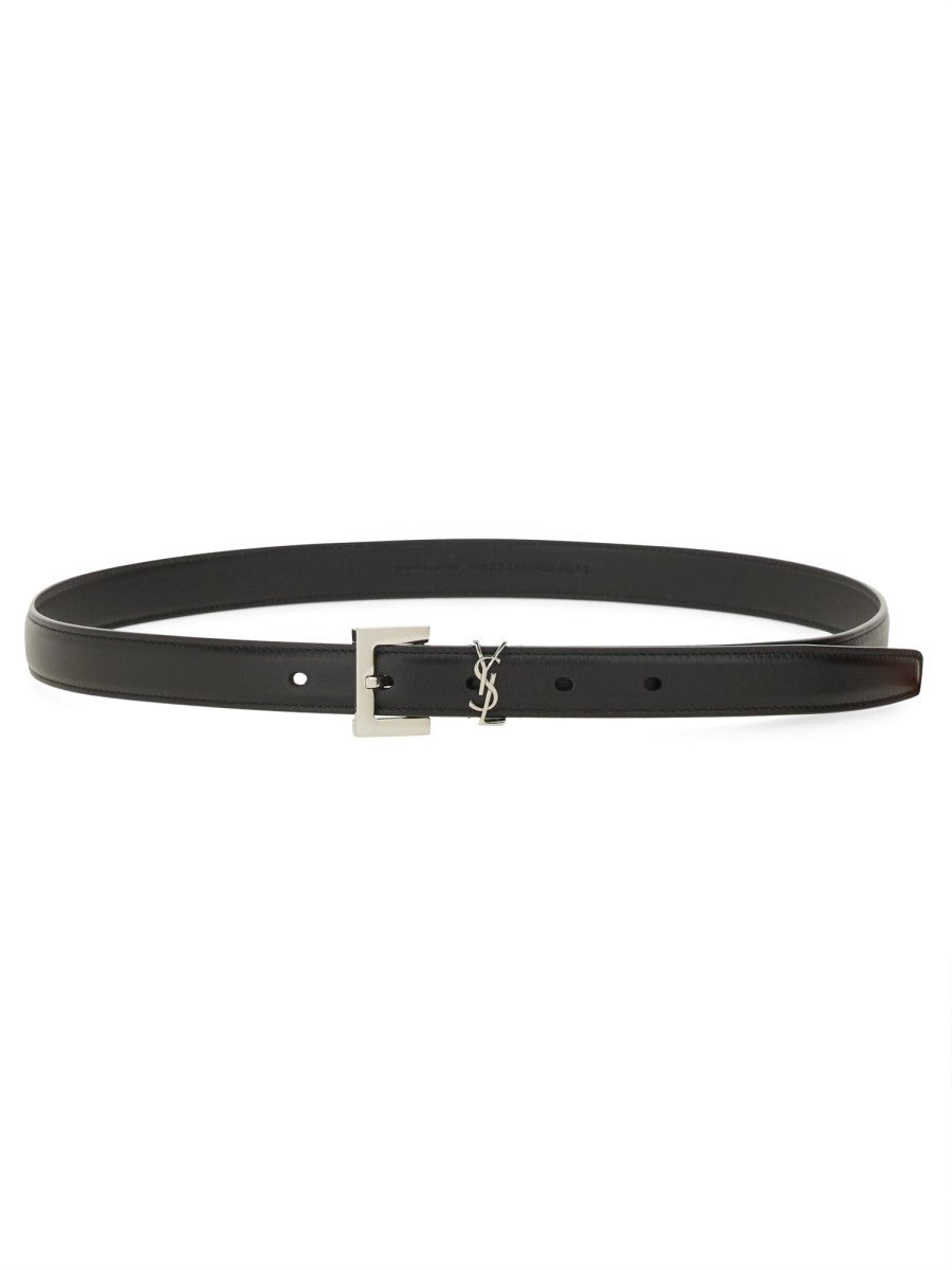 Saint Laurent Women's Cassandre Thin Belt Black