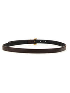 Saint Laurent Women's Cassandre Thin Belt Brown, view 3