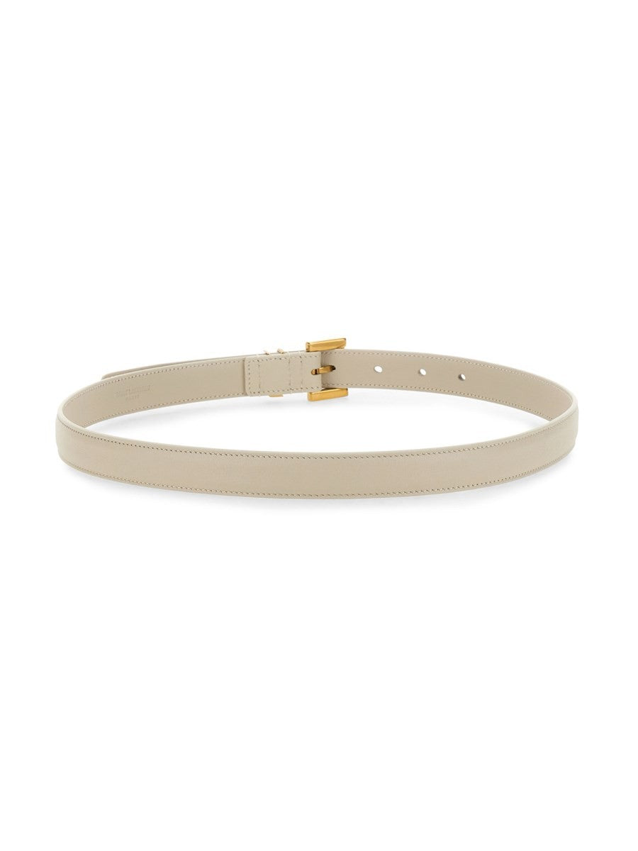 Saint Laurent Women's Cintura Cassandre Sottile Beige