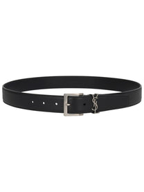 Saint Laurent Men's Cassandre Vadim Belt Black