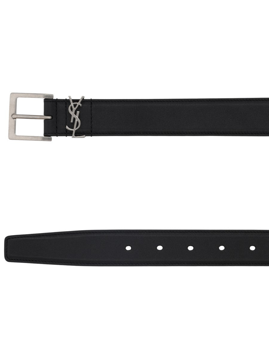 Saint Laurent Men's Cassandre Vadim Belt Black