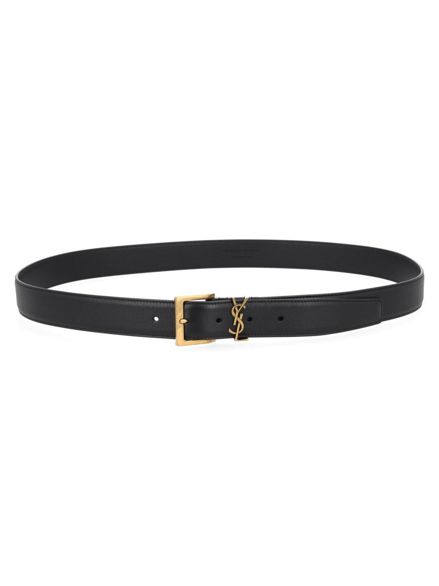 Saint Laurent Men's Cassandre Belt Black