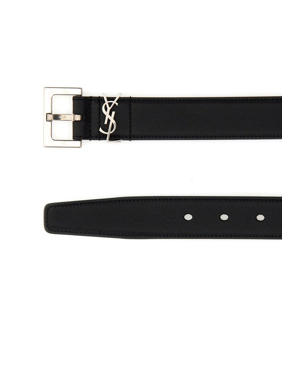 Saint Laurent Women's Cassandre Belt Black, view 2
