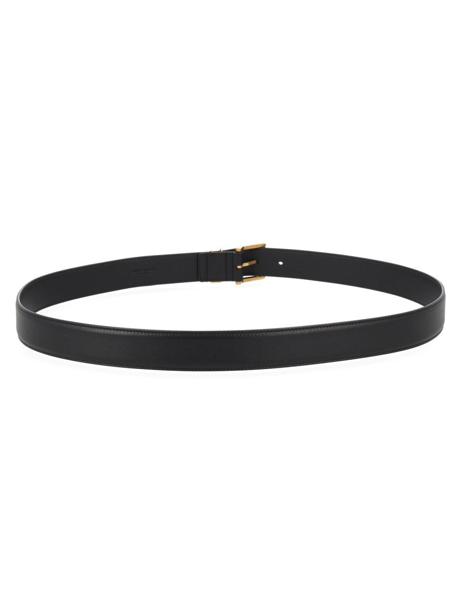 Saint Laurent Men's Cassandre Belt Black, view 3