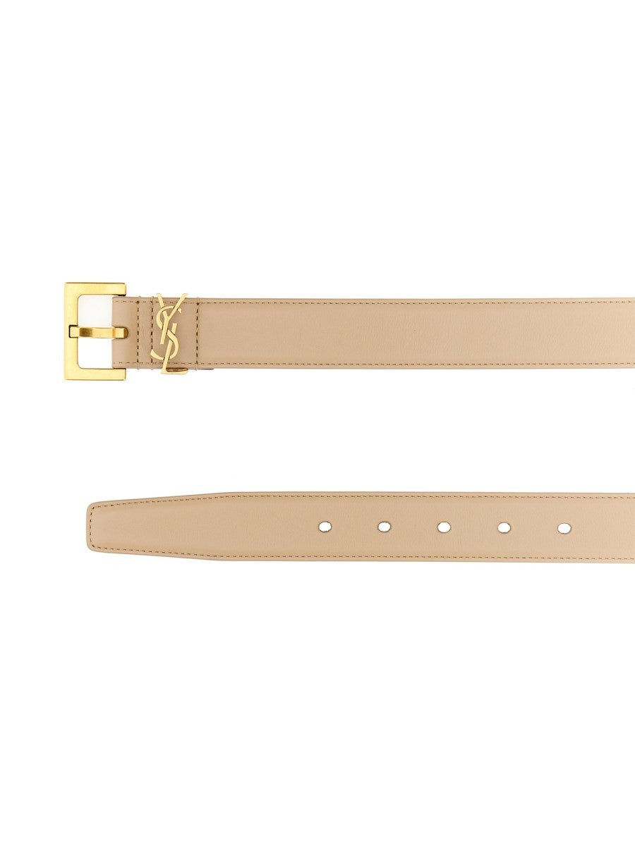 Saint Laurent Women's Cassandre Belt Beige, view 2
