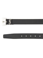Saint Laurent Men's Cassandre Belt Black, view 2