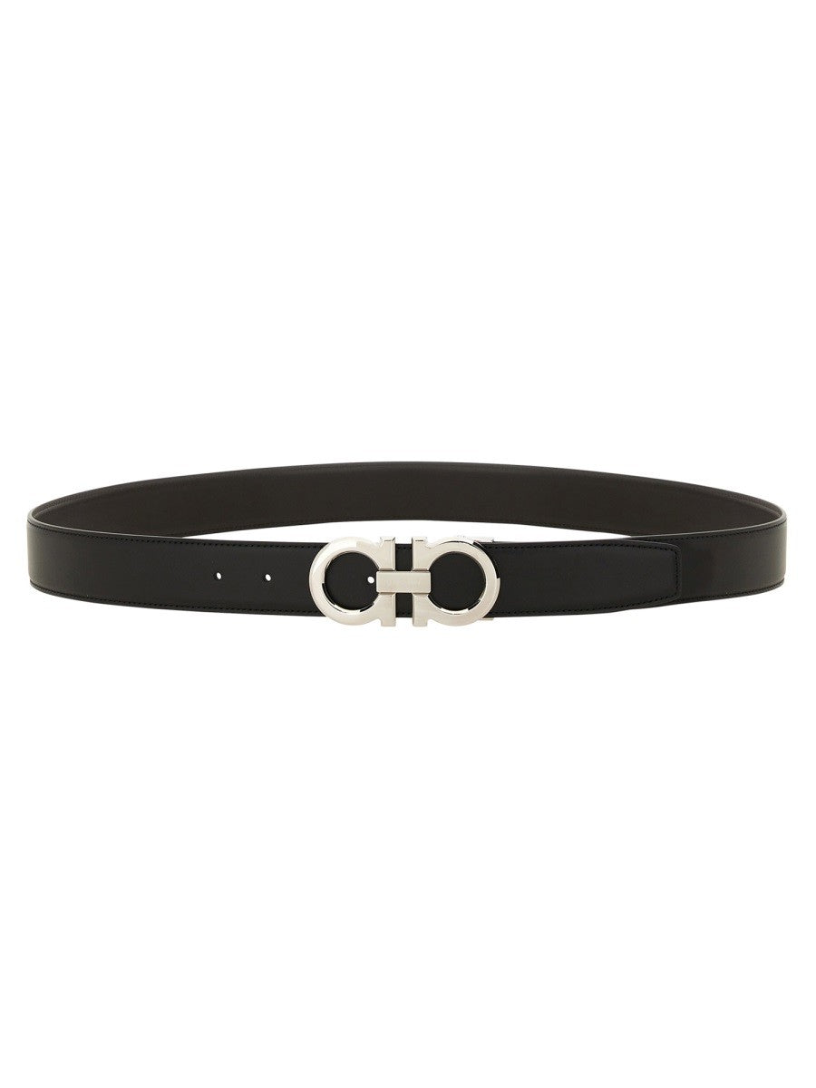 Ferragamo Men's Cintura Gancini in Pelle Black