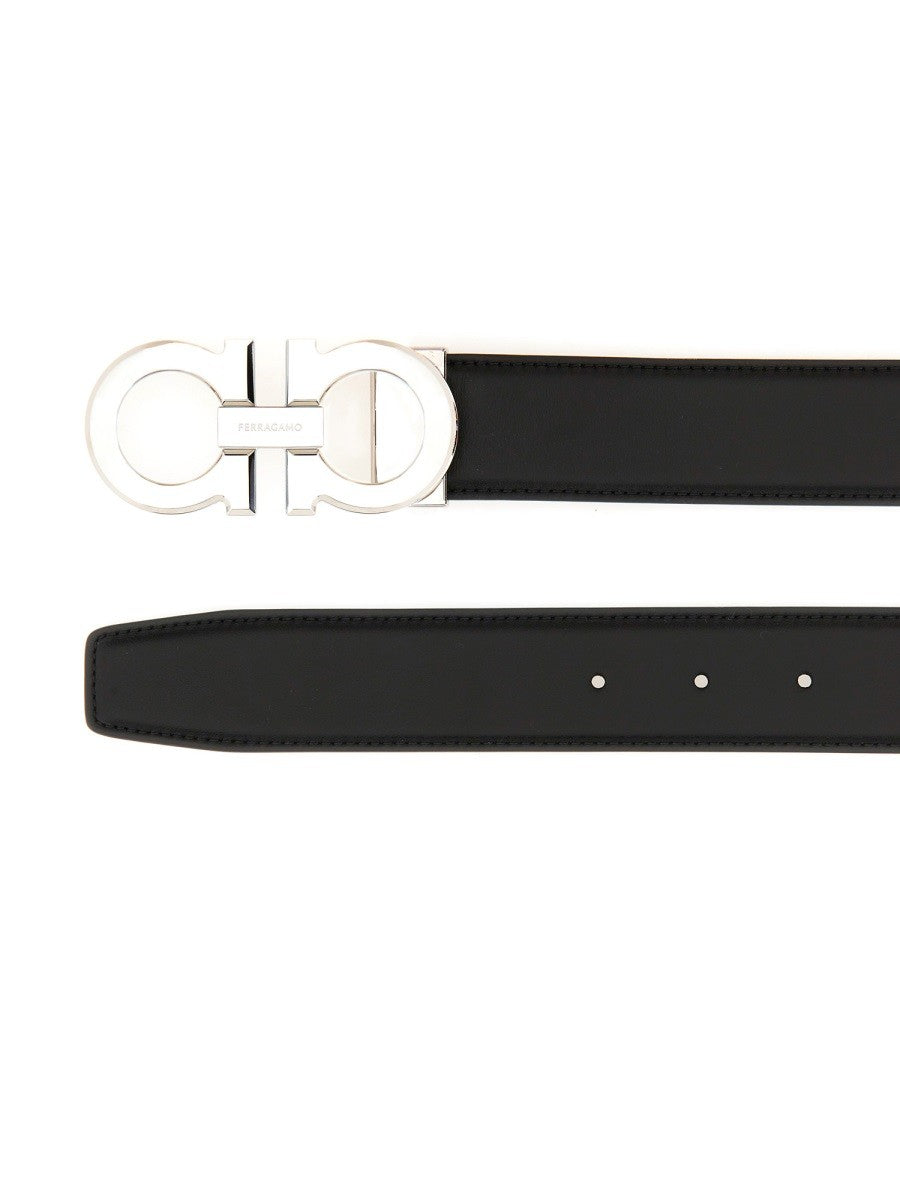 Ferragamo Men's Cintura Gancini in Pelle Black