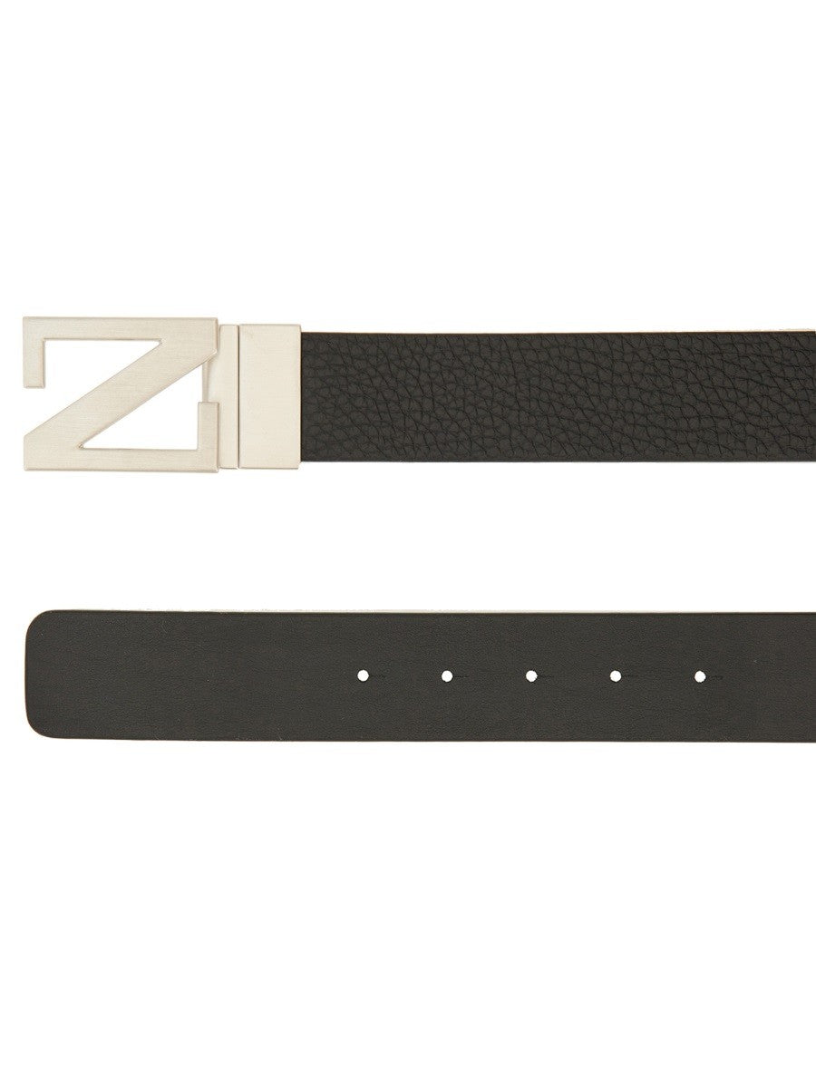 Zegna Men's Cintura Reversibile Con Fibbia Monogram Black
