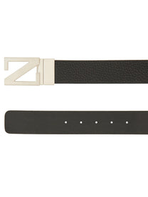 Zegna Men's Cintura Reversibile Con Fibbia Monogram Black