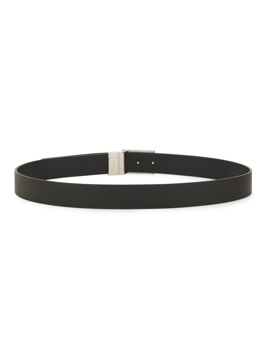Zegna Men's Cintura Reversibile Con Fibbia Monogram Black