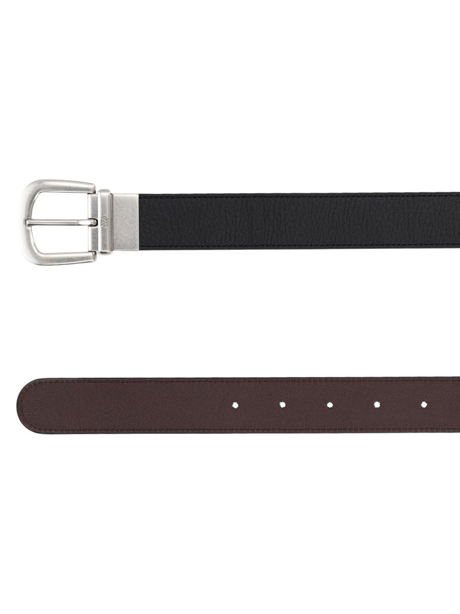 Valentino Men's Reversible Mini Vlogo Signature Belt Black