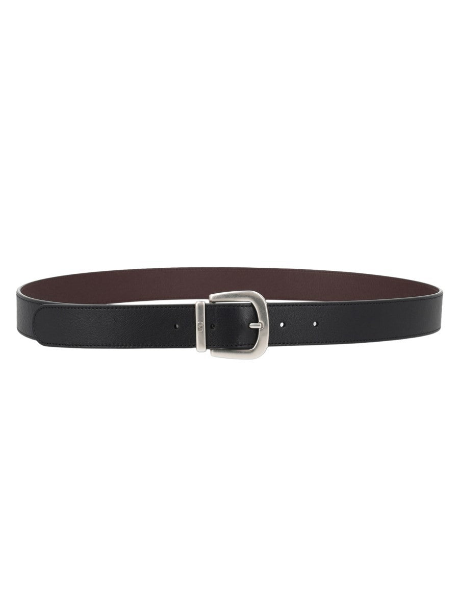 Valentino Men's Reversible Mini Vlogo Signature Belt Black