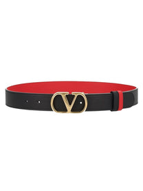 Valentino Women's Reversible Vlogo Signature Belt Black