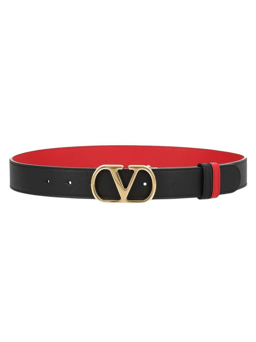 Valentino Women's Reversible Vlogo Signature Belt Black