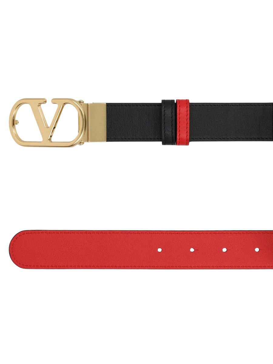 Valentino Women's Reversible Vlogo Signature Belt Black