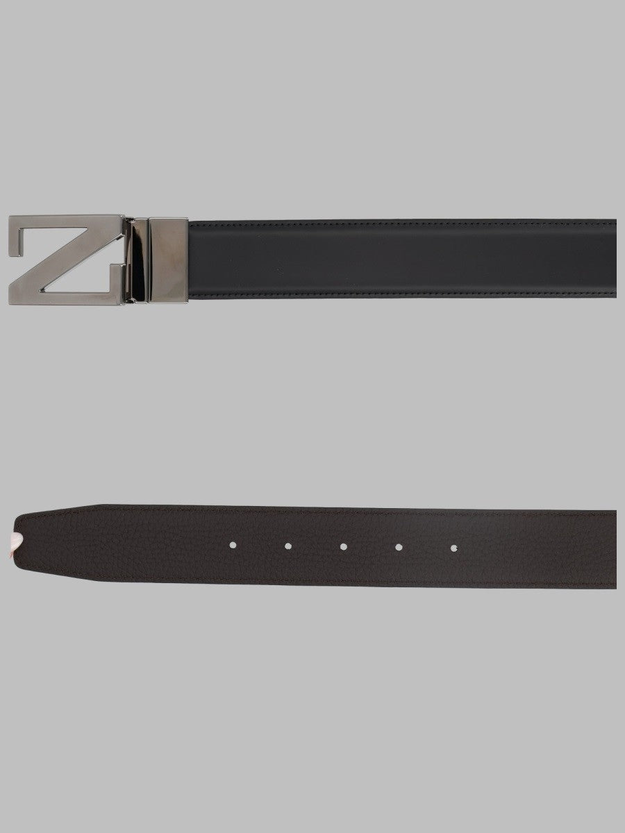 Zegna Men's Cintura Monogram Reversibile Black