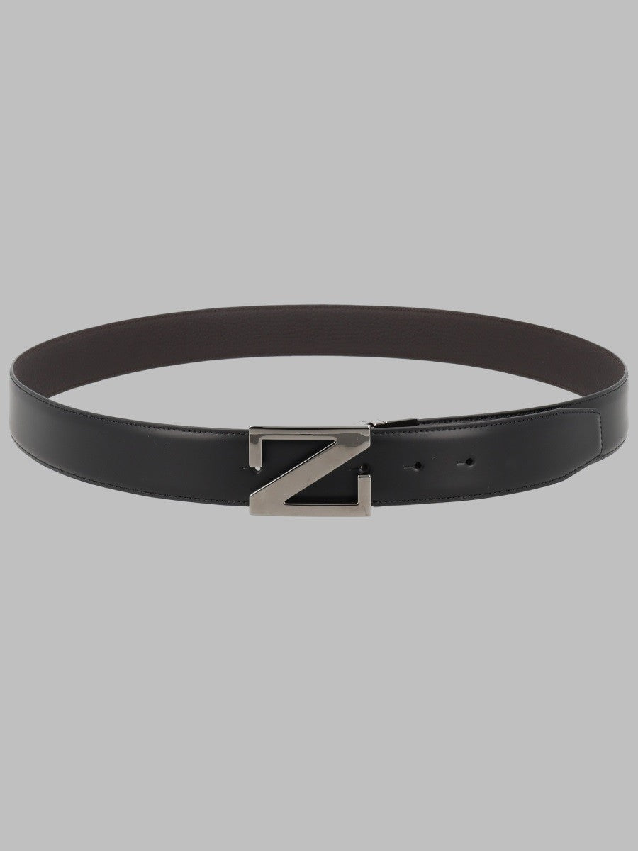 Zegna Men's Cintura Monogram Reversibile Black