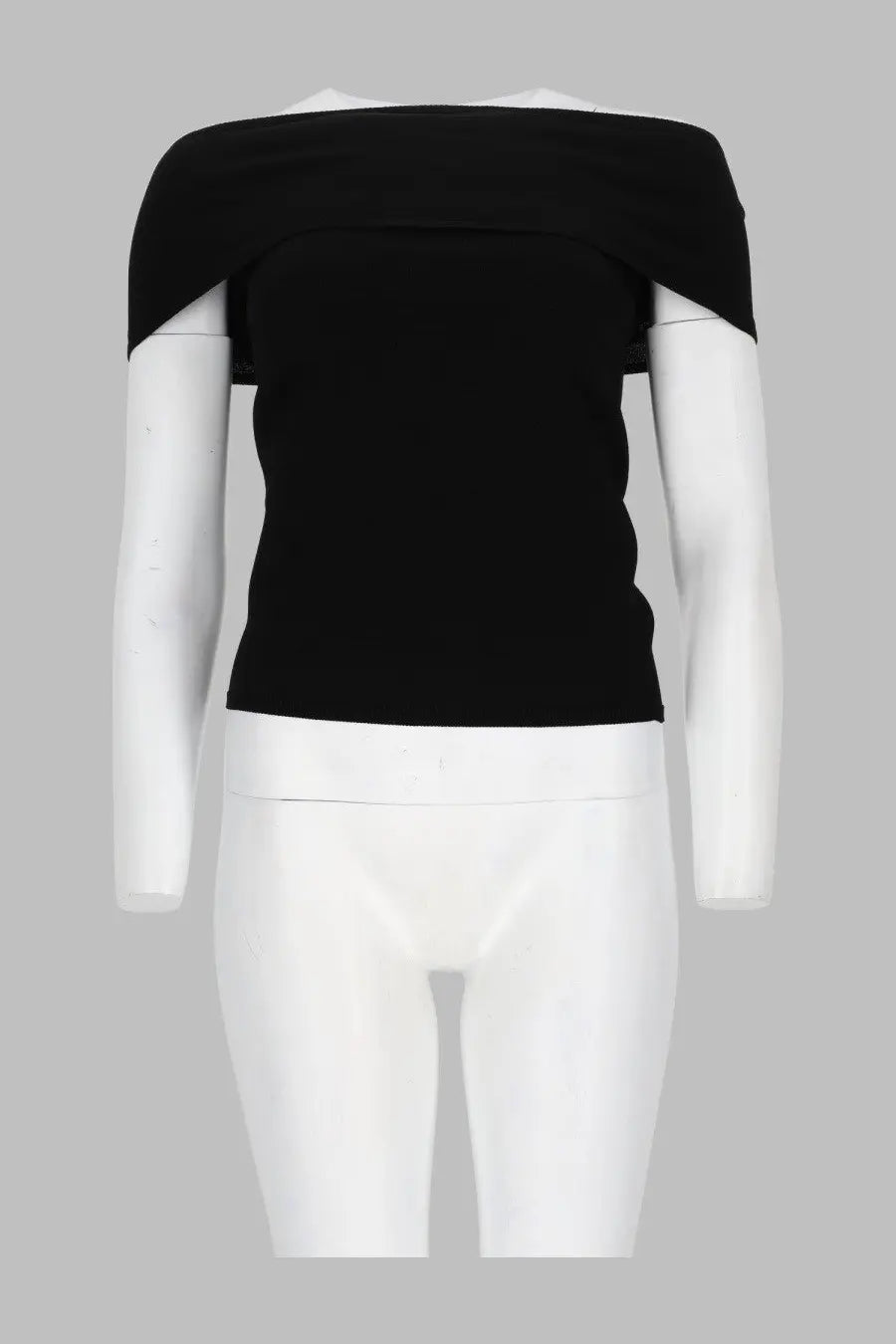 Circus hotel women’s black off-the-shoulder top with long sleeves and fitted silhouette