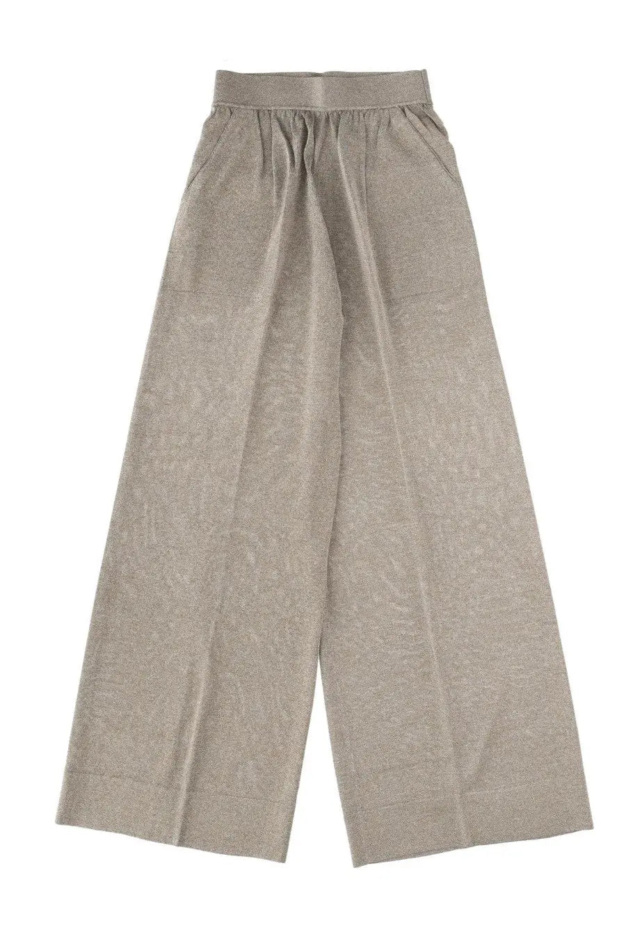 Circus hotel women’s tailored grey pants with beige wide-leg, subtle textured pattern, and elastic waistband