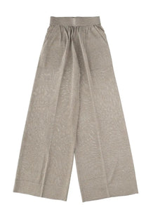 Circus hotel women’s tailored grey pants with beige wide-leg, subtle textured pattern, and elastic waistband