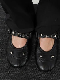 Balenciaga Women's City Flat L005 Leather Ballerinas Black