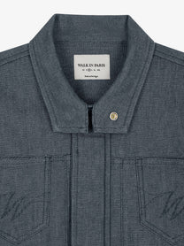 Walk In Paris Men's City Messenger Uniform Blue Denim Jacket Grey