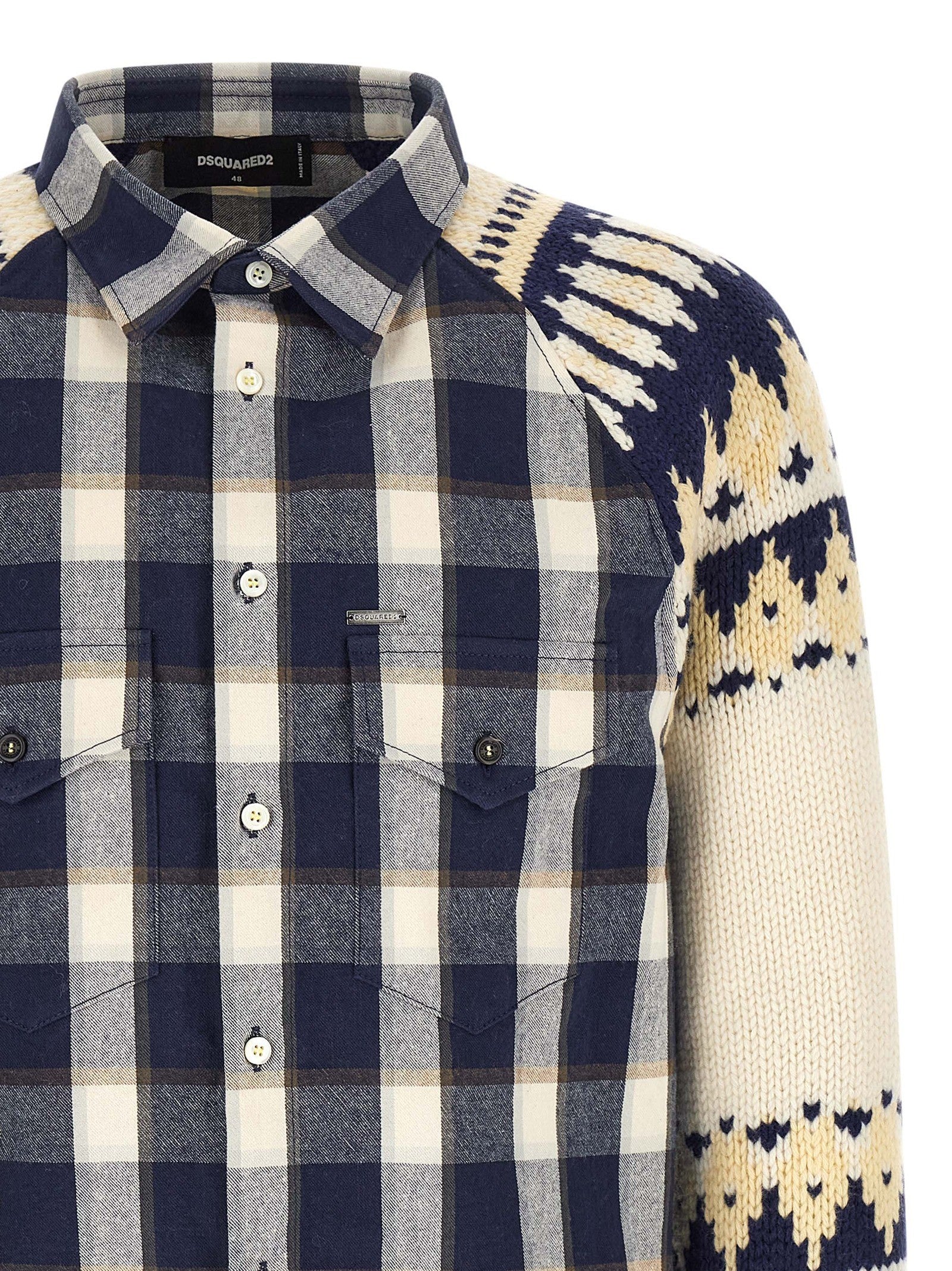 Dsquared2 Classic Check Drawstring Shirt Gold