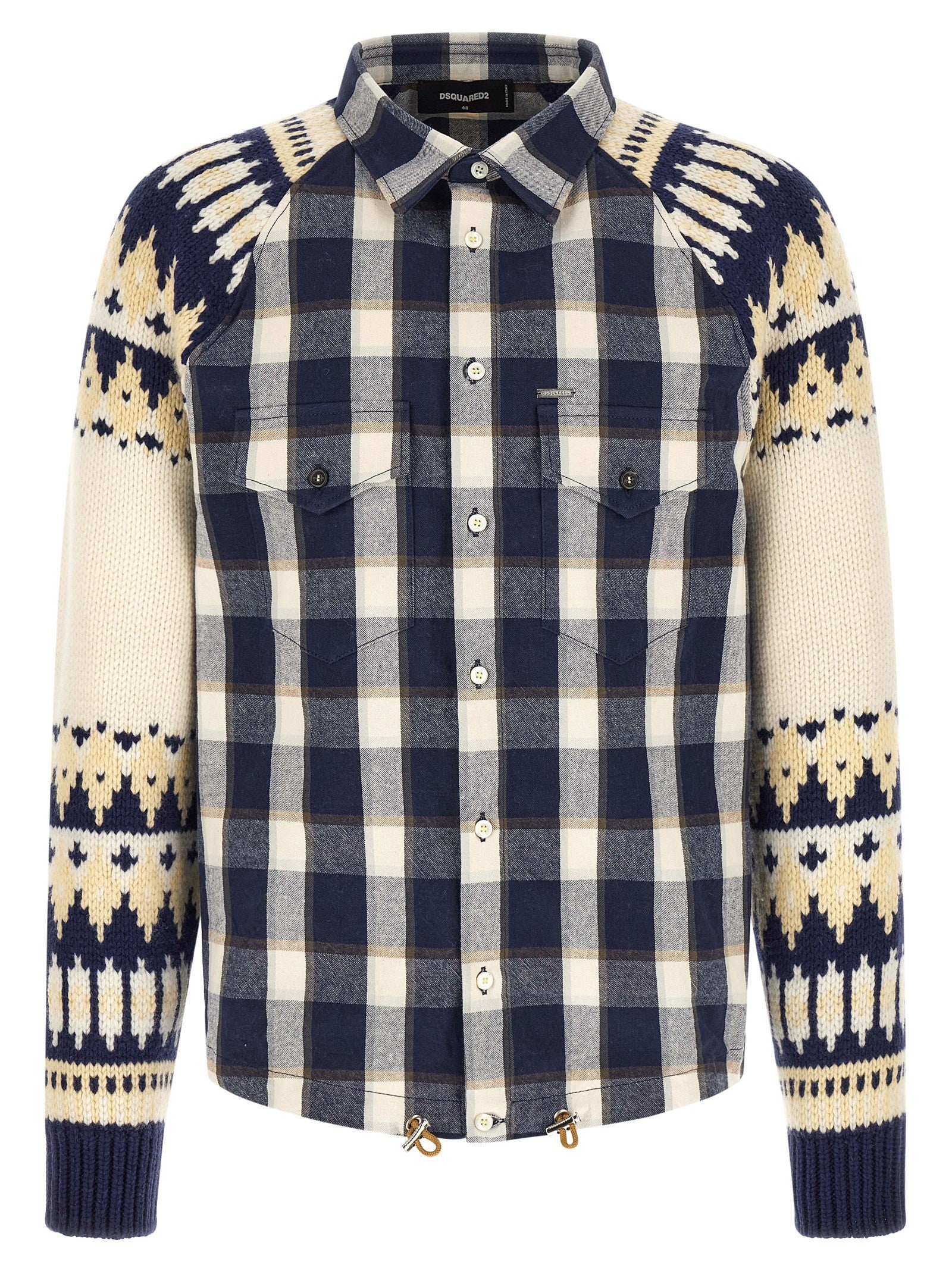Dsquared2 Classic Check Drawstring Shirt Gold
