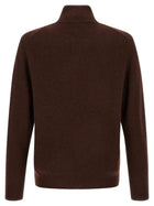 Ballantyne Classic Diamond Diamond Intarsia Cardigan Brown, view 2