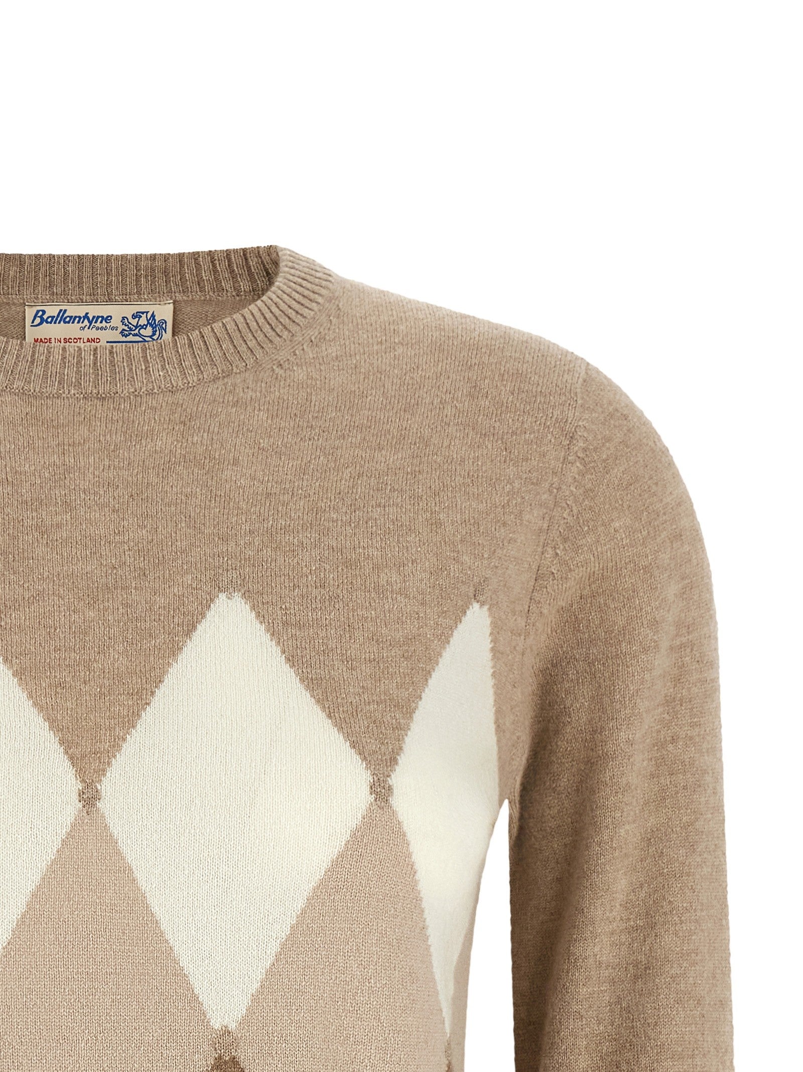 Ballantyne Classic Diamond Diamond Shaped Sweater Beige