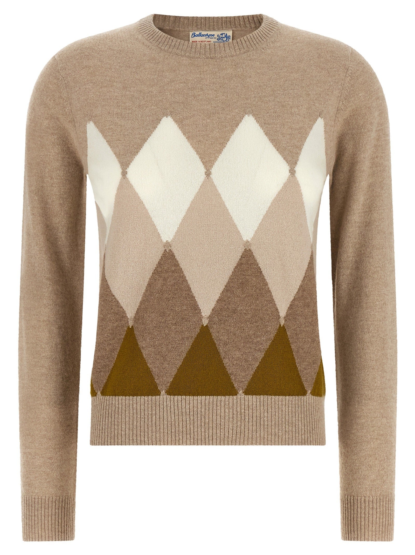 Ballantyne Classic Diamond Diamond Shaped Sweater Beige