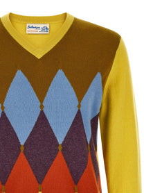 Ballantyne Classic Diamond Intarsia Sweater Yellow