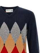 Ballantyne Classic Diamond Intarsia Sweater Blue, view 3