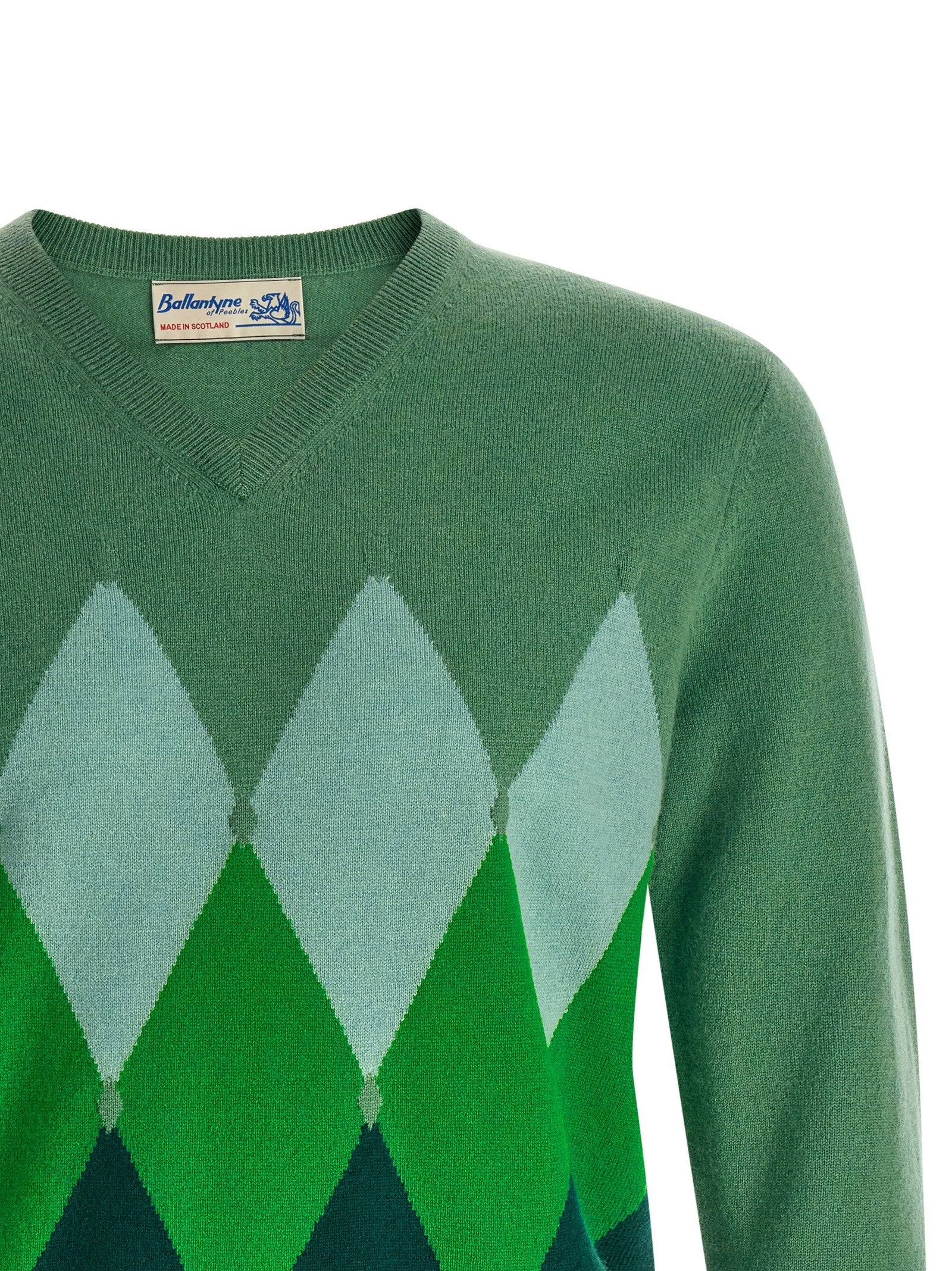 Ballantyne Classic Diamond Intarsia Sweater Green