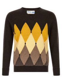 Ballantyne Classic Diamond Intarsia Sweater Brown