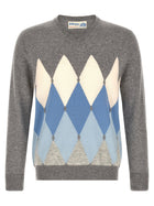 Ballantyne Classic Diamond Intarsia Sweater Grey