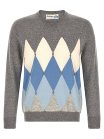 Ballantyne Classic Diamond Intarsia Sweater Grey