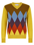 Ballantyne Classic Diamond Intarsia Sweater Yellow